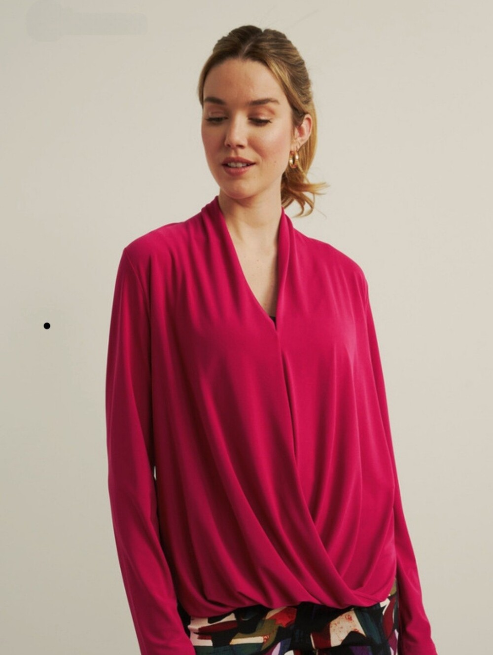 Joseph Ribkoff Draped Front Top - Dark Pink